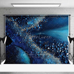Aperturee - Aperturee Ocean Blue Fluid Flow and Pearl Bubbles Backdrop Abstract Art Photography Background Elegant Birthday Decor