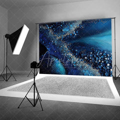 Aperturee - Aperturee Ocean Blue Fluid Flow and Pearl Bubbles Backdrop Abstract Art Photography Background Elegant Birthday Decor