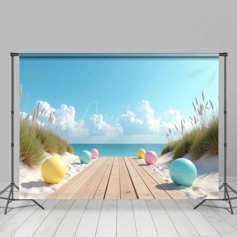 Aperturee - Aperturee Ocean View Boardwalk Summer Cake Smash Photo Backdrop