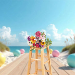 Aperturee - Aperturee Ocean View Boardwalk Summer Cake Smash Photo Backdrop