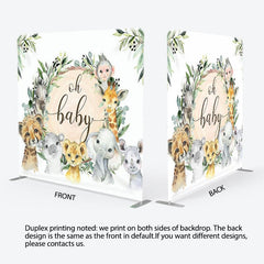 Aperturee - Aperturee Oh Baby Animals Wood Fabric Backdrop Cover for Baby Shower