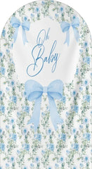 Aperturee - Aperturee Oh Baby Floral Arch Backdrop Adorable Bow and Blossom Decor for Nursery Baby Shower Photo Prop for Girls Boys