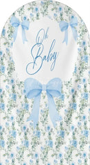 Aperturee - Aperturee Oh Baby Floral Arch Backdrop Adorable Bow and Blossom Decor for Nursery Baby Shower Photo Prop for Girls Boys