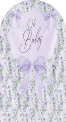 Aperturee - Aperturee Oh Baby Floral Arch Backdrop Adorable Bow and Blossom Decor for Nursery Baby Shower Photo Prop for Girls Boys