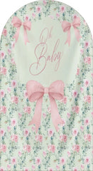 Aperturee - Aperturee Oh Baby Floral Arch Backdrop Adorable Bow and Blossom Decor for Nursery Baby Shower Photo Prop for Girls Boys