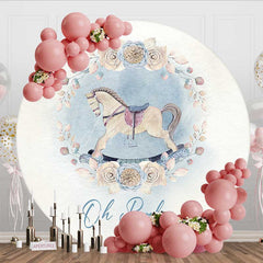 Aperturee Aperturee Oh Baby Floral Carousel Round Gender Reveal Backdrop