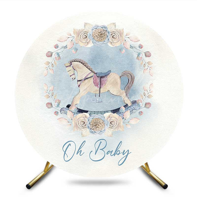Aperturee Aperturee Oh Baby Floral Carousel Round Gender Reveal Backdrop
