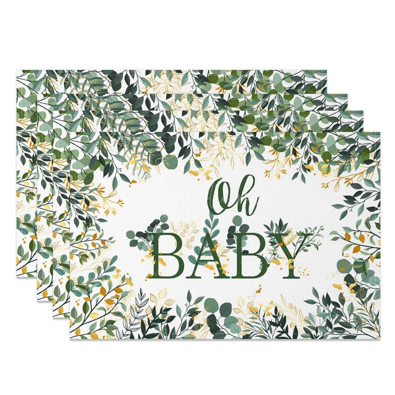Aperturee - Aperturee Oh Baby Spring Greenery Dining Set of 4 Placemats