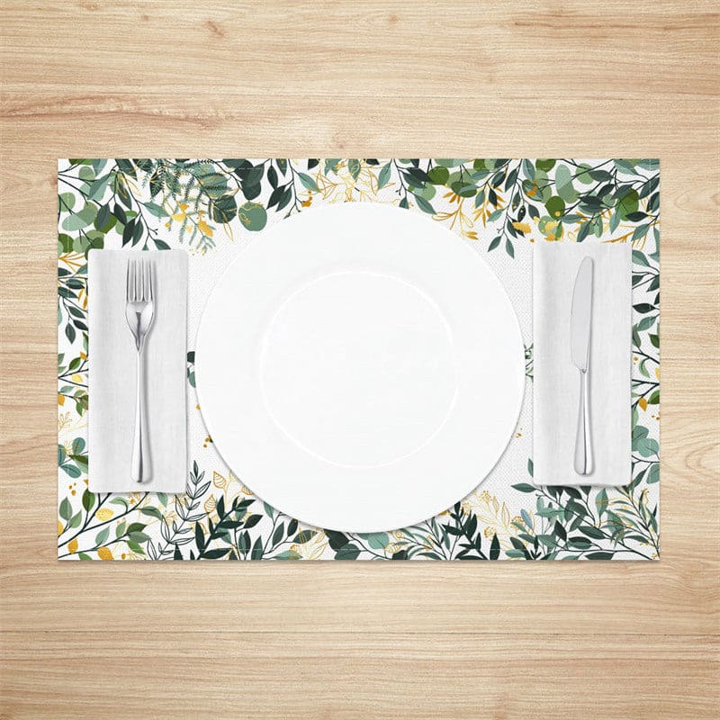 Aperturee - Aperturee Oh Baby Spring Greenery Dining Set of 4 Placemats