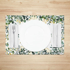 Aperturee - Aperturee Oh Baby Spring Greenery Dining Set of 4 Placemats