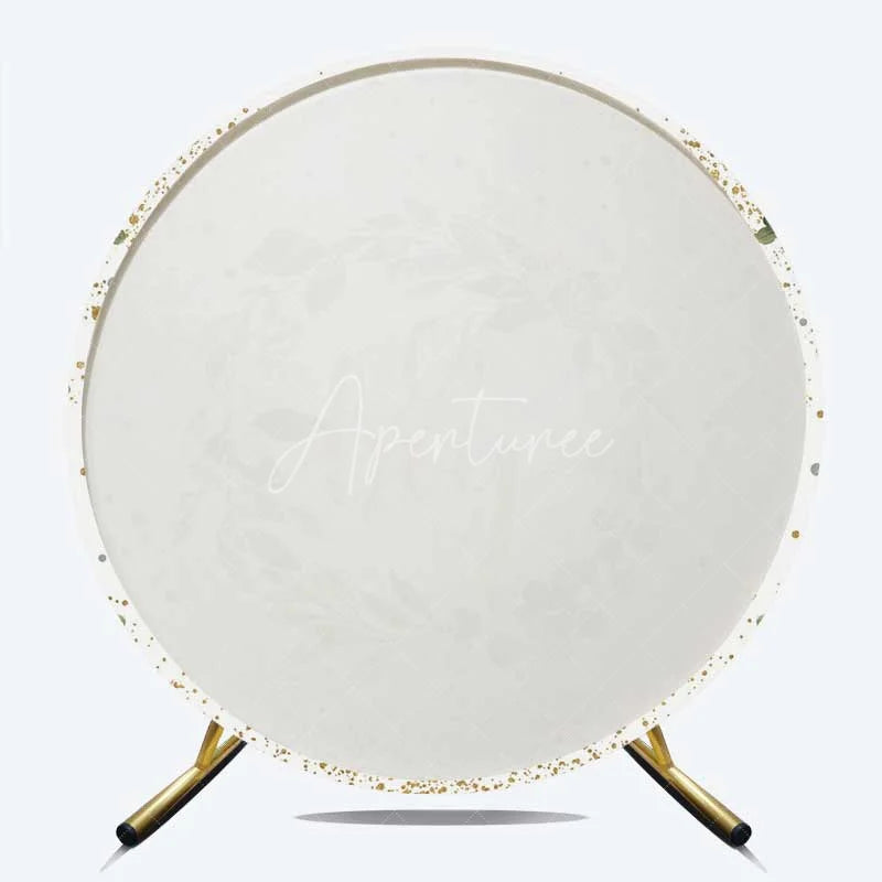 Aperturee - Aperturee Oh Boy Greenery Wreath Round Backdrop Eucalyptus Leaves and Gold Glitter Baby Shower Background