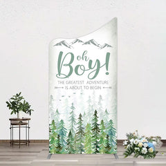 Aperturee - Aperturee Oh Boy Wild Forest Mountain Baby Shower Arch Backdrop