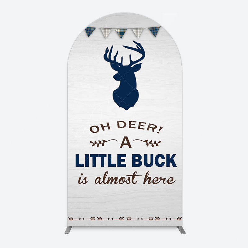 Aperturee - Aperturee Oh Dear A Little Buck Flag Baby Shower Arch Backdrop