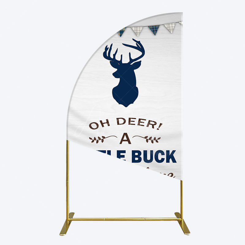 Aperturee - Aperturee Oh Dear A Little Buck Flag Baby Shower Half Moon Arch Backdrop