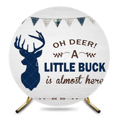 Aperturee - Aperturee Oh Deer A Little Buck Flag Round Baby Shower Backdrop