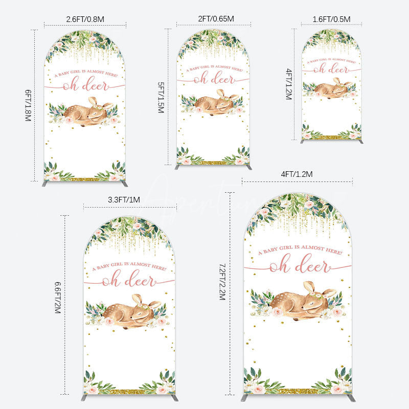 Aperturee - Aperturee Oh Deer Floral Boho Sweet Baby Shower Arch Backdrop