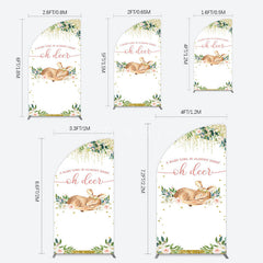 Aperturee - Aperturee Oh Deer Floral Boho Sweet Baby Shower Half Moon Arch Backdrop