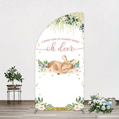 Aperturee - Aperturee Oh Deer Floral Boho Sweet Baby Shower Half Moon Arch Backdrop