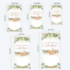 Aperturee - Aperturee Oh Deer Floral Boho Sweet Baby Shower Rectangle Backdrop