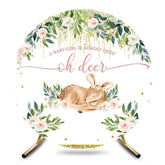 Aperturee - Aperturee Oh Deer Floral Circle Sweet Baby Shower Backdrop