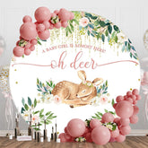 Aperturee - Aperturee Oh Deer Floral Circle Sweet Baby Shower Backdrop