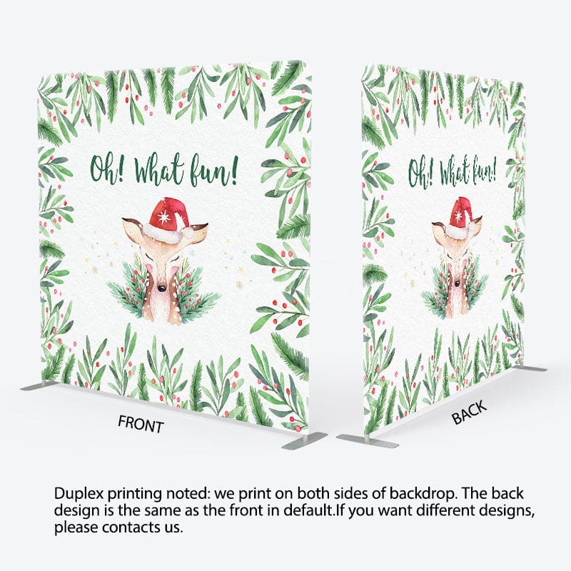 Aperturee - Aperturee Oh What Fun Deer Cherry Xmas Pillow Case Backdrop