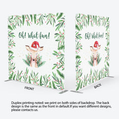 Aperturee - Aperturee Oh What Fun Deer Cherry Xmas Pillow Case Backdrop