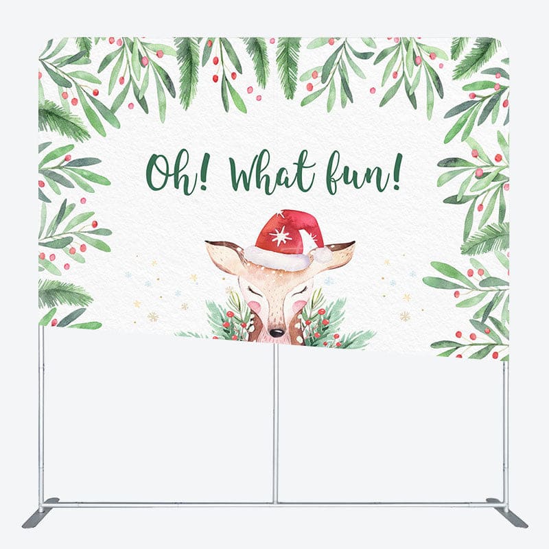 Aperturee - Aperturee Oh What Fun Deer Cherry Xmas Pillow Case Backdrop