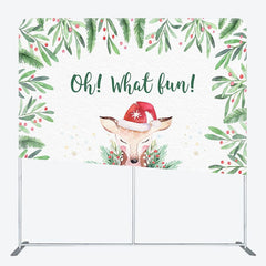 Aperturee - Aperturee Oh What Fun Deer Cherry Xmas Pillow Case Backdrop