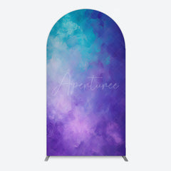 Aperturee - Aperturee Oil Painted Blue Purple Mixed Pattern Arch Backdrop