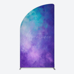 Aperturee - Aperturee Oil Painted Blue Purple Mixed Pattern Half Moon Arch Backdrop