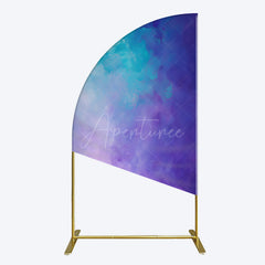 Aperturee - Aperturee Oil Painted Blue Purple Mixed Pattern Half Moon Arch Backdrop