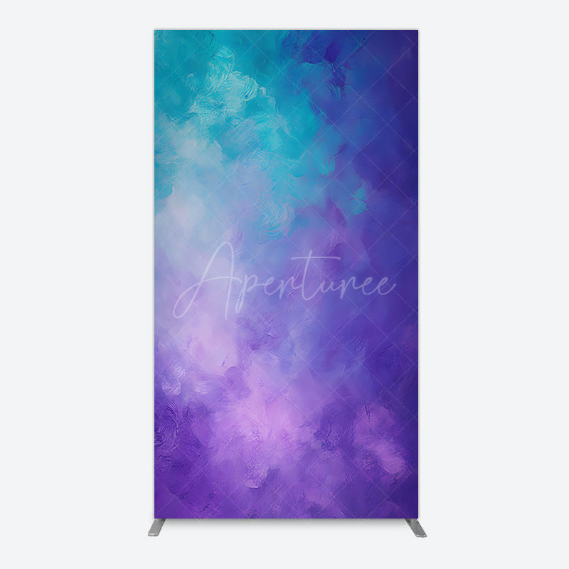 Aperturee - Aperturee Oil Painted Blue Purple Mixed Pattern Rectangle Backdrop