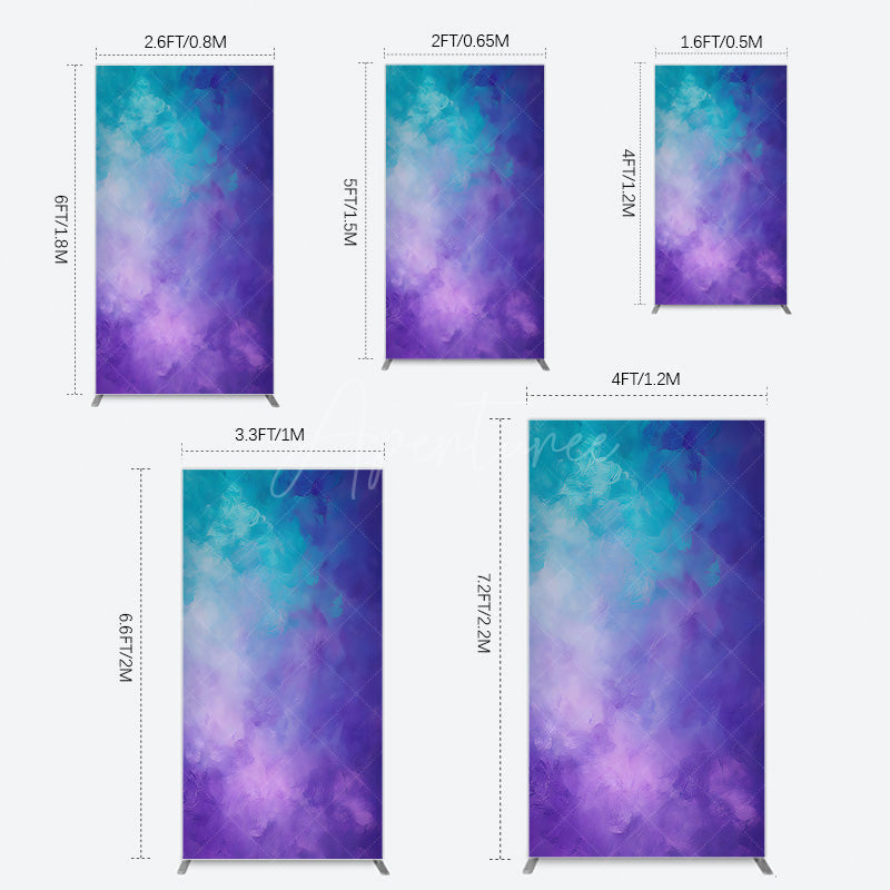 Aperturee - Aperturee Oil Painted Blue Purple Mixed Pattern Rectangle Backdrop