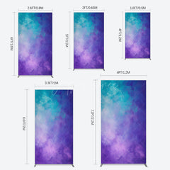 Aperturee - Aperturee Oil Painted Blue Purple Mixed Pattern Rectangle Backdrop