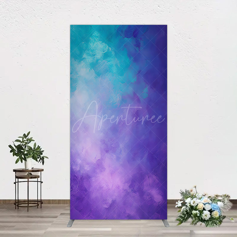 Aperturee - Aperturee Oil Painted Blue Purple Mixed Pattern Rectangle Backdrop