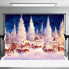 Aperturee - Aperturee Oil Painted White Snowy Wild Town Christmas Backdrop