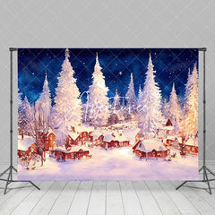 Aperturee - Aperturee Oil Painted White Snowy Wild Town Christmas Backdrop