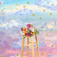 Aperturee - Aperturee Oil Painting Blue Sky White Clouds Night Backdrop