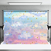 Aperturee - Aperturee Oil Painting Blue Sky White Clouds Night Backdrop