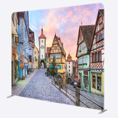 Aperturee - Aperturee Oktoberfest Tension Fabric Backdrop German Village of Rothenburg Scenery Autumn Festival Party Photo Prop