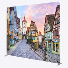 Aperturee - Aperturee Oktoberfest Tension Fabric Backdrop German Village of Rothenburg Scenery Autumn Festival Party Photo Prop