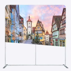 Aperturee - Aperturee Oktoberfest Tension Fabric Backdrop German Village of Rothenburg Scenery Autumn Festival Party Photo Prop