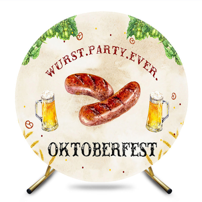 Aperturee - Aperturee Oktoberfest Wurst Party Ever Sausage Round Backdrop