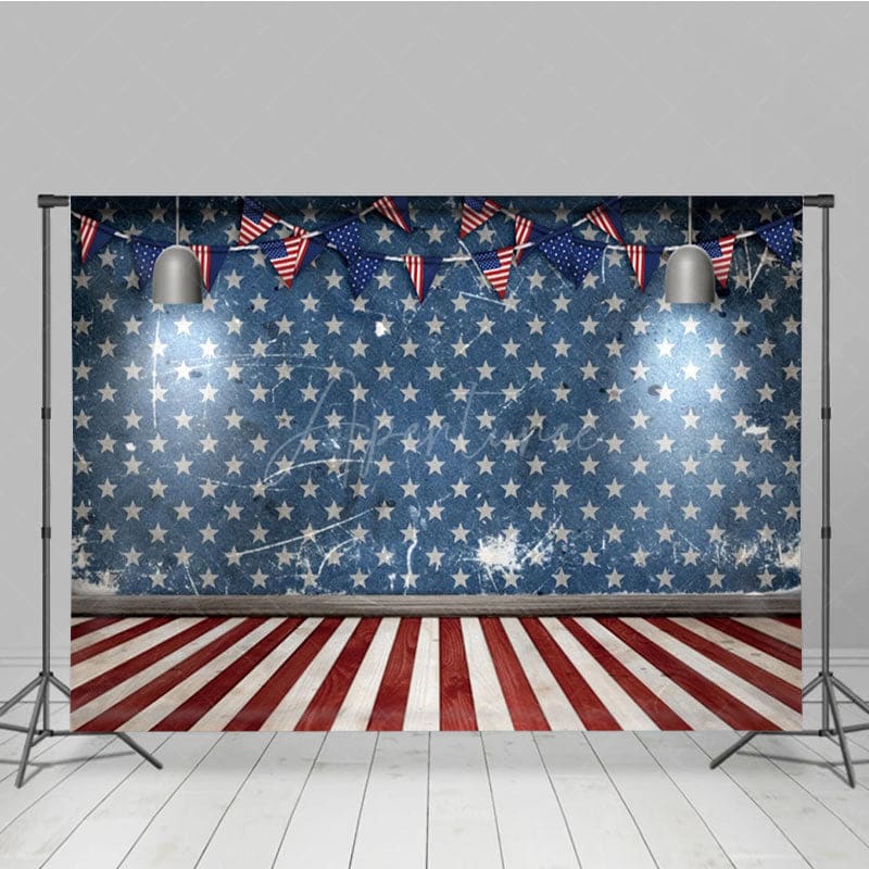 Aperturee - Aperturee Old Fashioned American Flags Photography Backdrop
