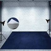 Aperturee - Aperturee Old Master Navy Blue Cement Wall Fabric Floor Mat