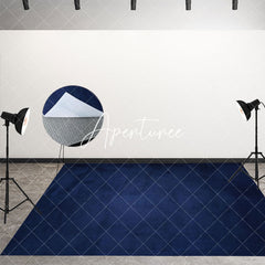 Aperturee - Aperturee Old Master Navy Blue Cement Wall Fabric Floor Mat