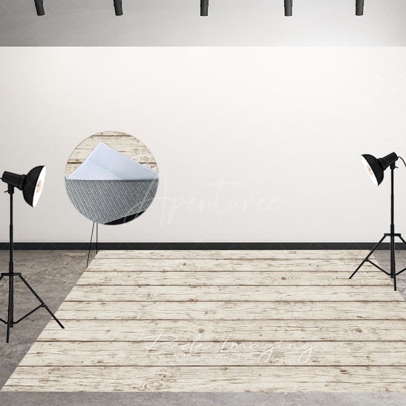 Aperturee - Aperturee Old Retro White Wood Fabric Floor Backdrop For Photo