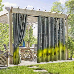 Aperturee - Aperturee Old Style Wall Waterproof Printed Outdoor Curtains