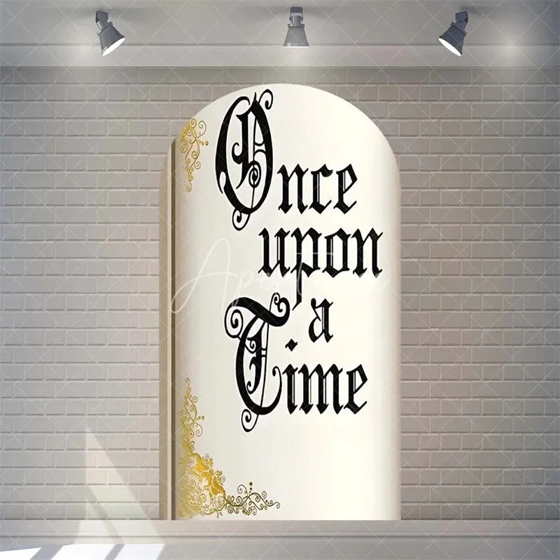 Aperturee - Aperturee Once Upon a Time Storybook Arch Backdrop Personalized Fairytale Princess Kingdom Party Decoration